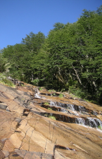 [looking up a waterfall]