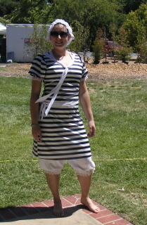 [stripey old time bathing gown]